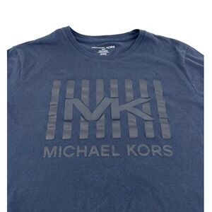 Michael Kors Mens T-Shirt Crew Neck Short Sleeve Logo Graphic Navy Blue
